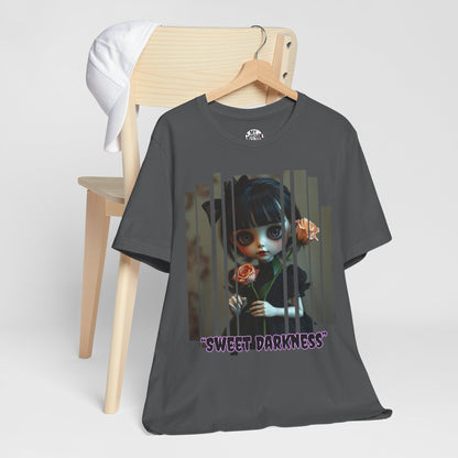 “Sweet Darkness” — Kawaii-style Gothic doll Graphic T-Shirt – Alt Aesthetic Poetic Goth Street-wear