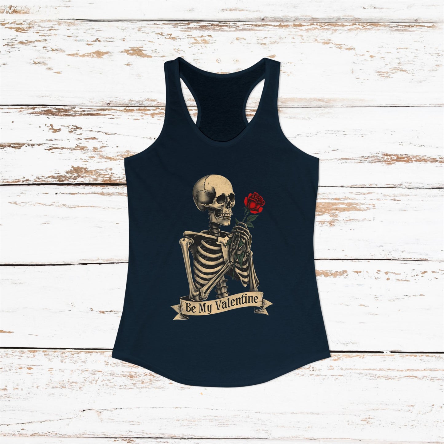 Be My Valentine Gothic Skeleton — Women's Racerback Tank Top