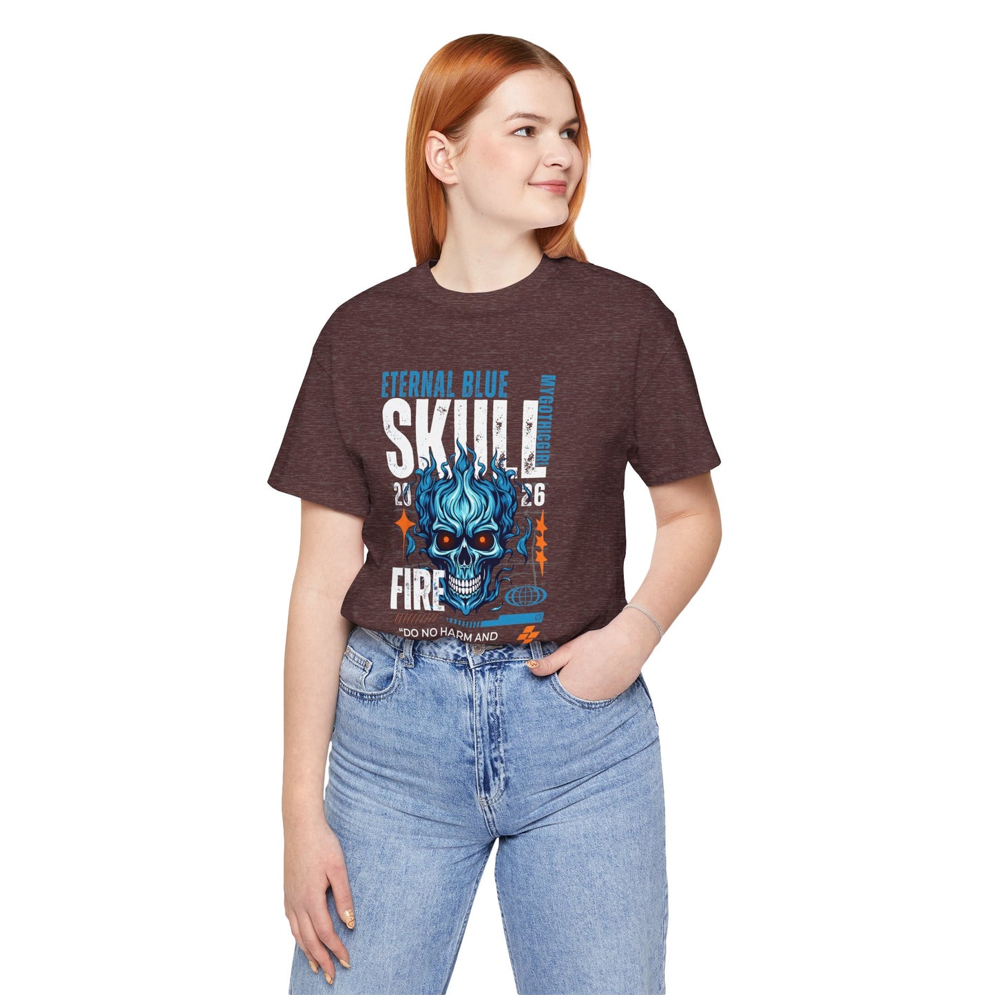 Eternal Blue Skull Flame Gothic Tee