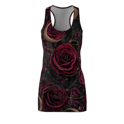 Gothic Rose Racerback Dress — Dark Burgundy Rose All-Over Print