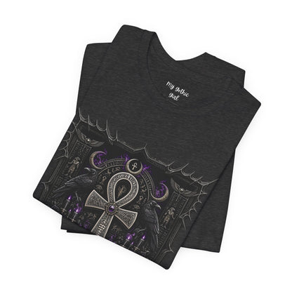 Ankh Gothic Tee — "Life, Eternal Existence and the Will to Fear" Black Graphic T-Shirt