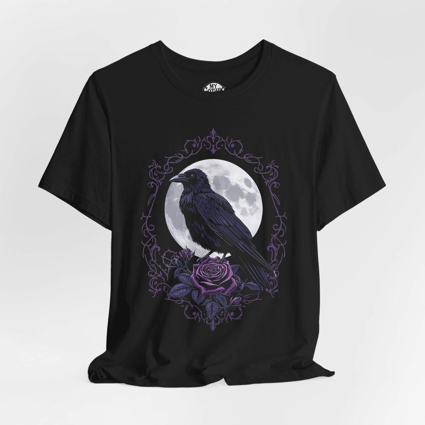 "The Raven and Moon"  Gothic Graphic T-Shirt – Alt Aesthetic Poetic Goth Street-wear