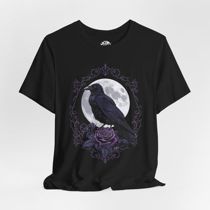 "The Raven and Moon"  Gothic Graphic T-Shirt – Alt Aesthetic Poetic Goth Street-wear