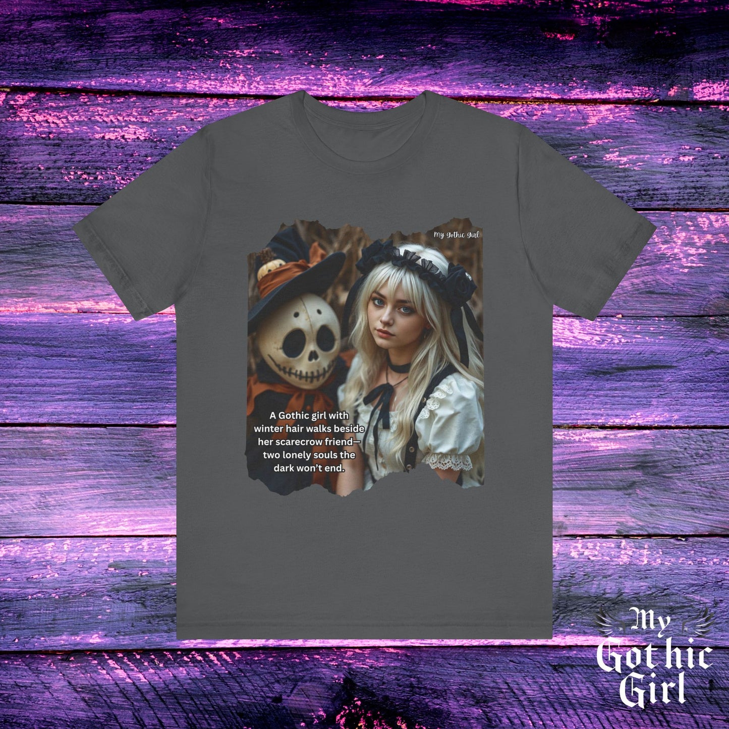 My Gothic Girl T-Shirt "Scarecrow Friend" – Whimsy Goth Streetwear, Dark Poetry Fashion, Alt Aesthetic Apparel
