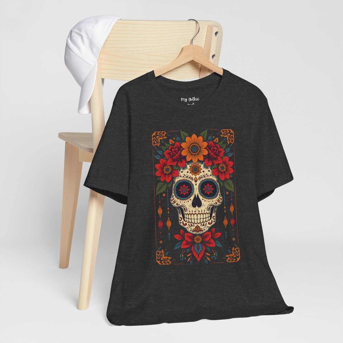 Day of the Dead Sugar Skull T-Shirt — Floral Calavera Graphic Tee