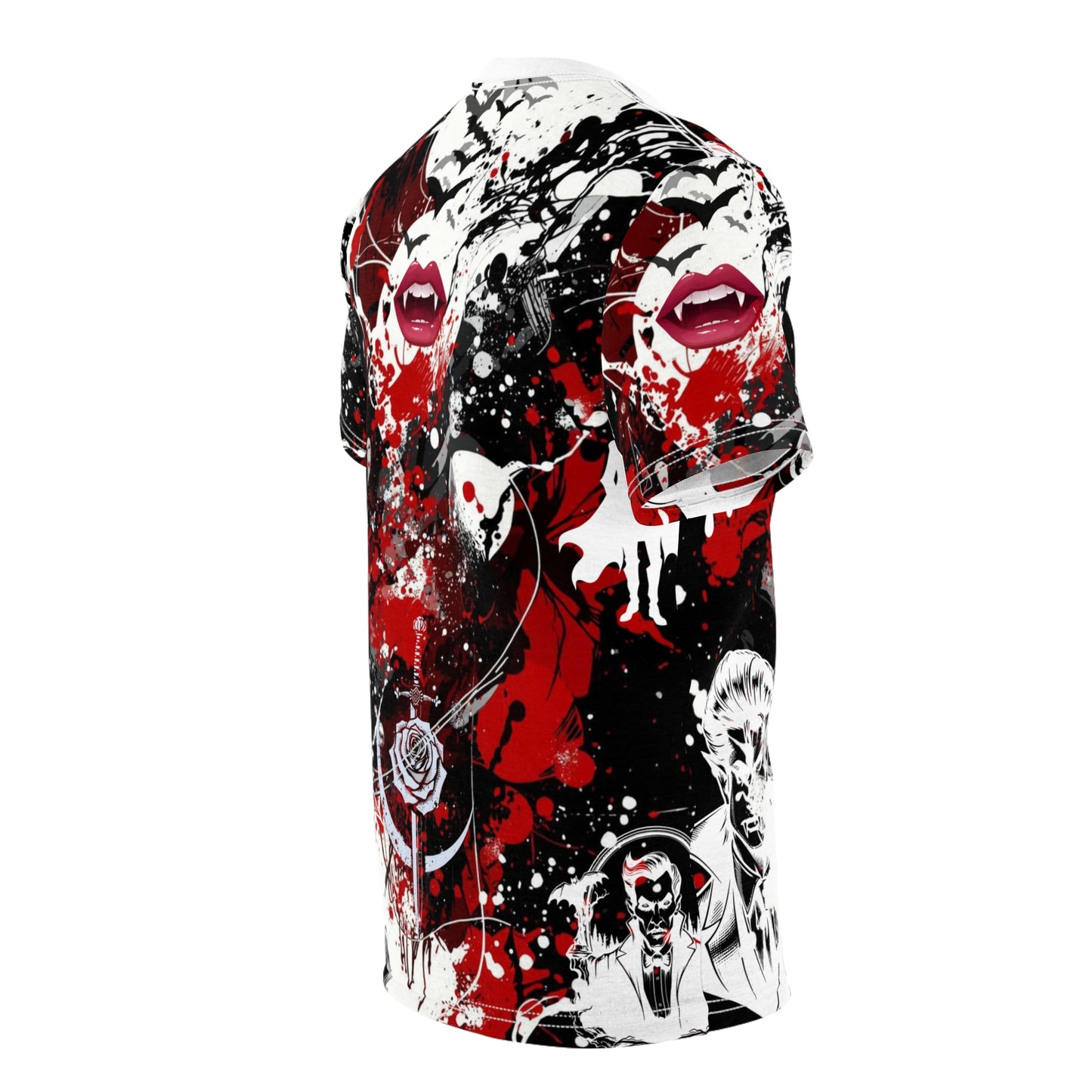 Kiss of the Vampire Gothic Graphic T-Shirt – Dark Romance All Over Print Vampire Shirt | My Gothic Girl