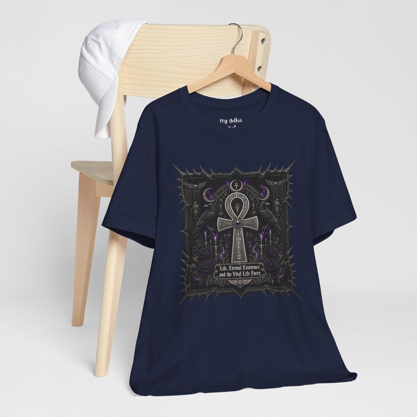 Ankh Gothic Tee — "Life, Eternal Existence and the Will to Fear" Black Graphic T-Shirt