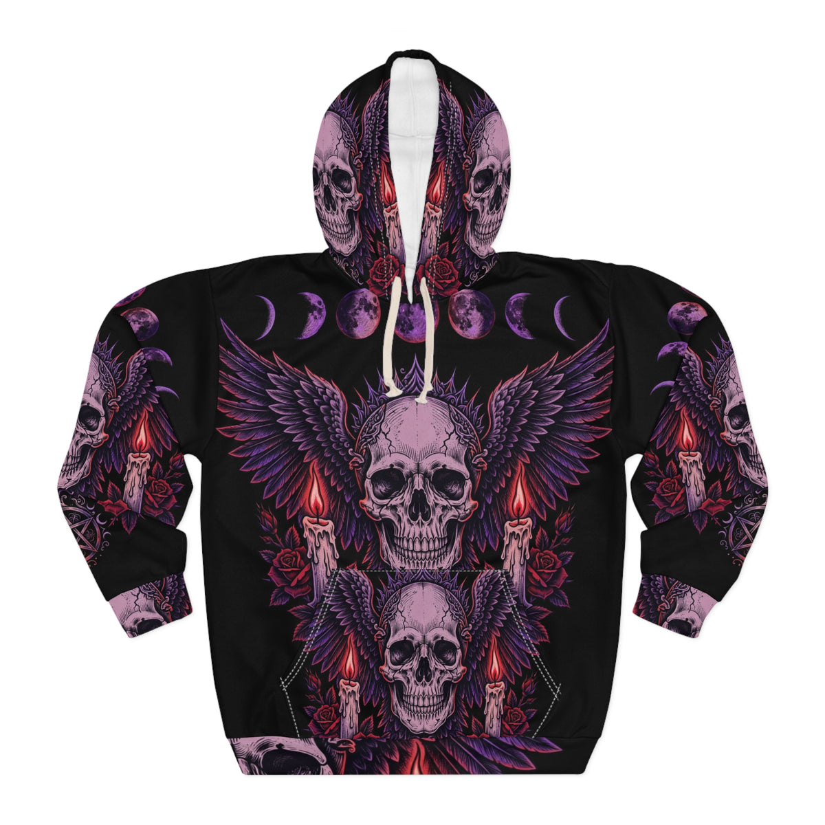 Winged Moon Skull All-Over-Print Hoodie — 'My Gothic Girl' Gothic Hooded Sweatshirt