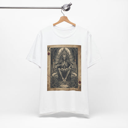 Skeleton King Playing Card Graphic Tee — Gothic Skull Throne T-Shirt