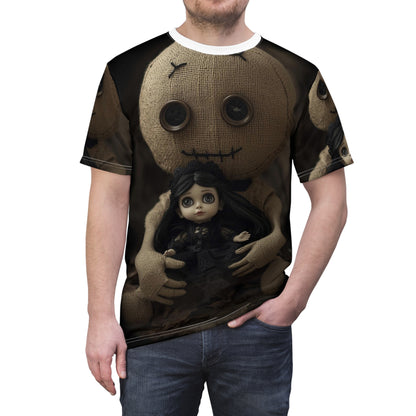 Gunny Sack Doll with Toy Gothic Doll | Horror All-Over Print T‑Shirt