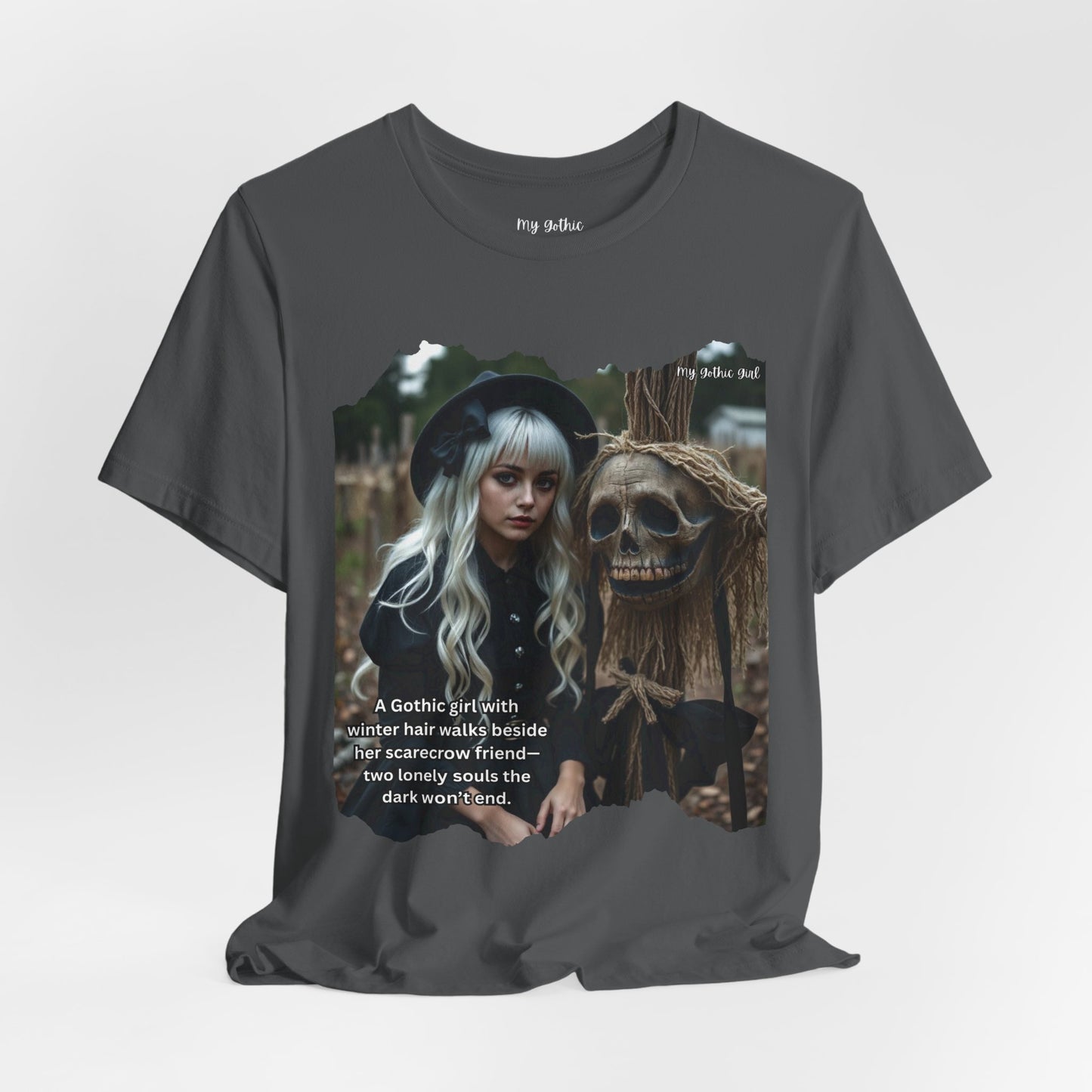 My Gothic Girl T-Shirt "Scarecrow Friend" – Whimsy Goth Streetwear, Dark Poetry Fashion, Alt Aesthetic Apparel
