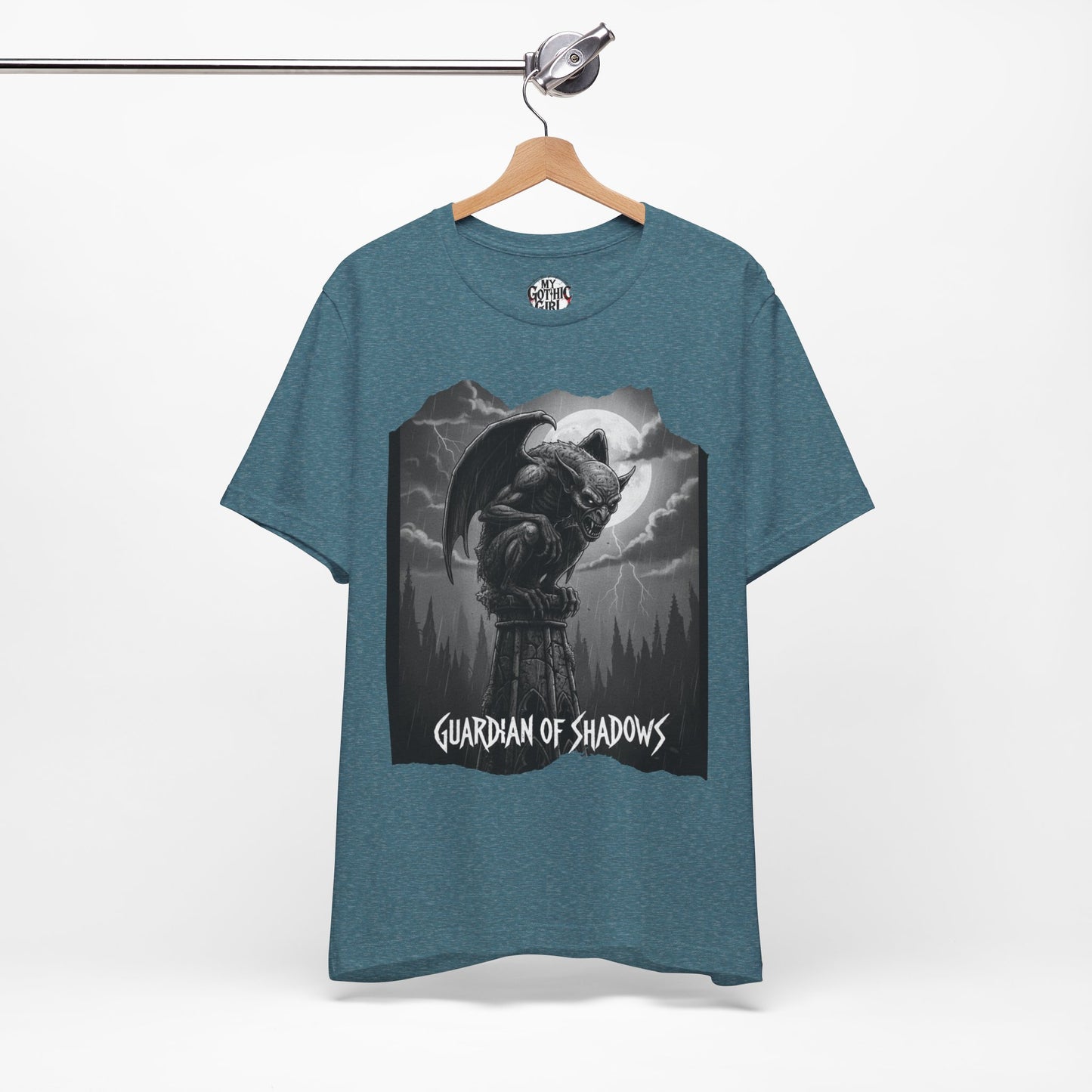 "Guardian of Shadows"  Gothic Graphic T-Shirt – Alt Aesthetic Poetic Goth Streetwear