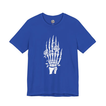 White Roses and Skeleton Hand  Gothic Graphic T-Shirt – Alt Aesthetic Poetic Goth Streetwear