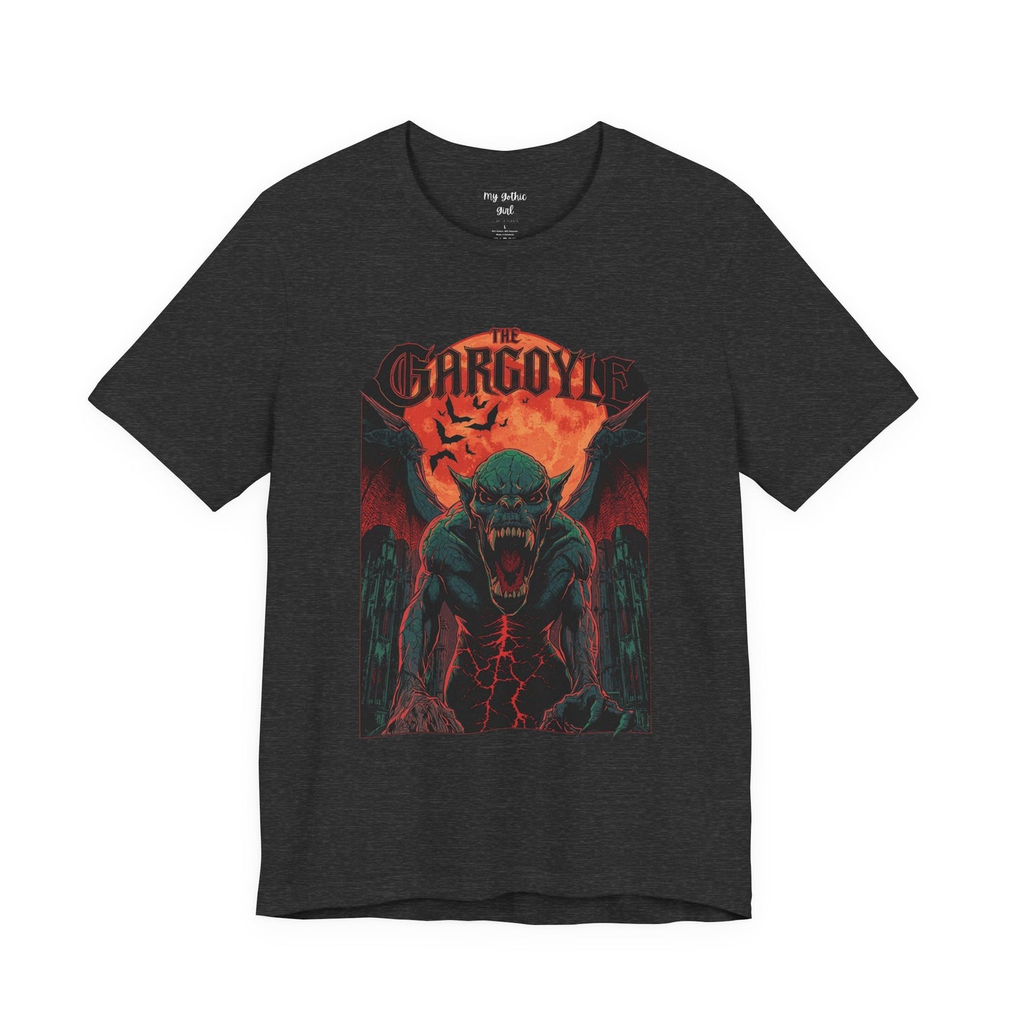 "The Gargoyle" — Dark Gothic Winged Statue Graphic Tee Design