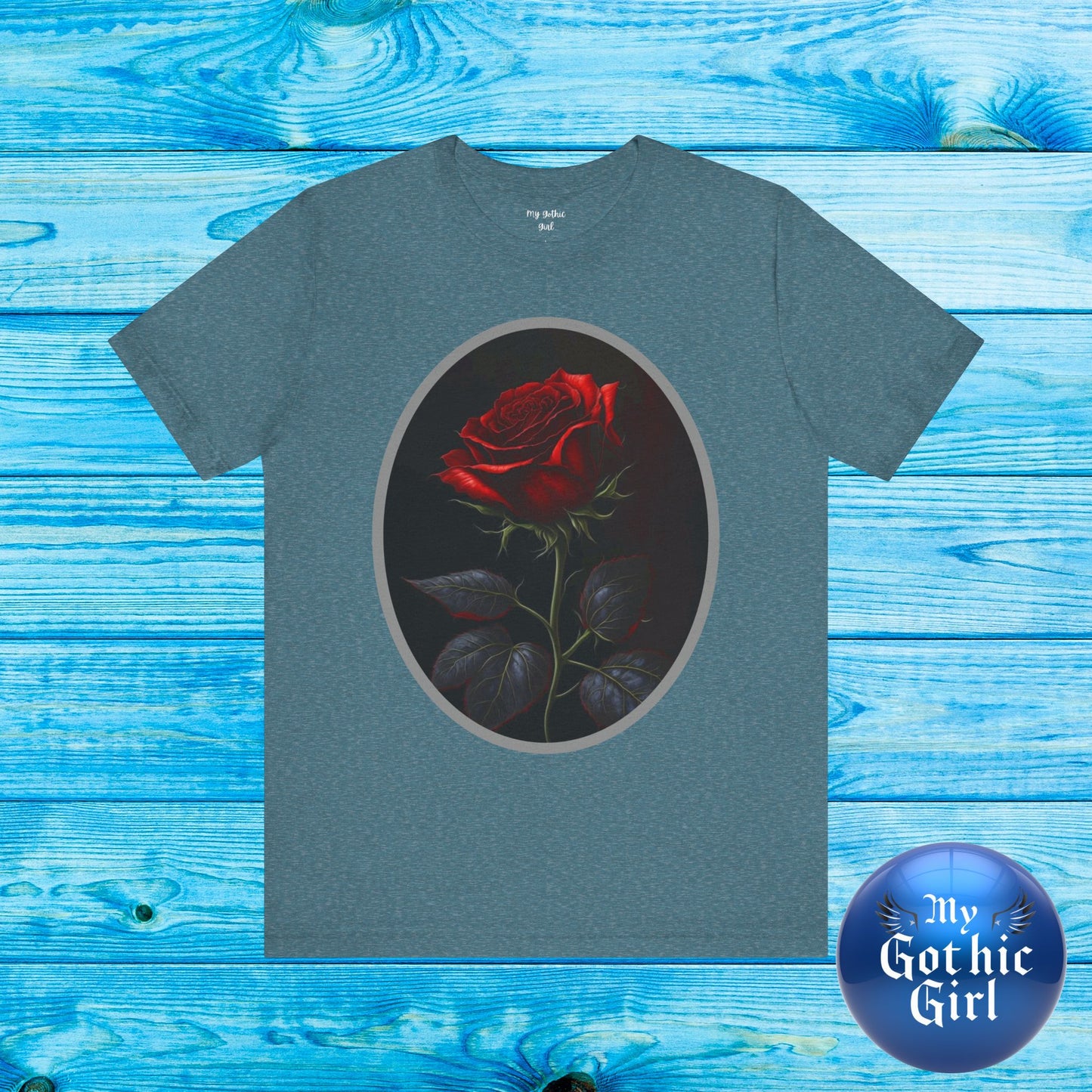 My Gothic Girl T-Shirts for Women & Men "Linda's Red Rose" Dark Aesthetic & Alternative Tees – My Gothic Girl