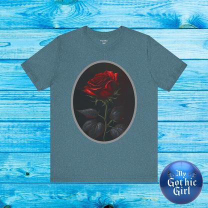 My Gothic Girl T-Shirts for Women & Men "Linda's Red Rose" Dark Aesthetic & Alternative Tees – My Gothic Girl