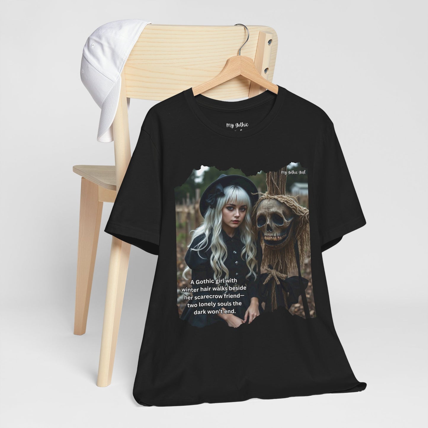 My Gothic Girl T-Shirt "Scarecrow Friend" – Whimsy Goth Streetwear, Dark Poetry Fashion, Alt Aesthetic Apparel