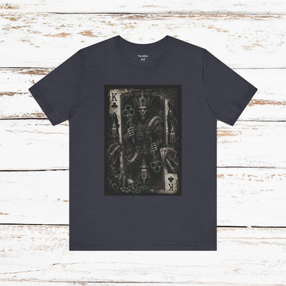 King of Clubs Gothic Playing Card Tee — Dark Skull Poker Graphic T-Shirt