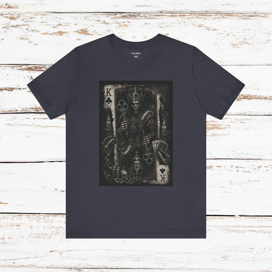 King of Clubs Gothic Playing Card Tee — Dark Skull Poker Graphic T-Shirt