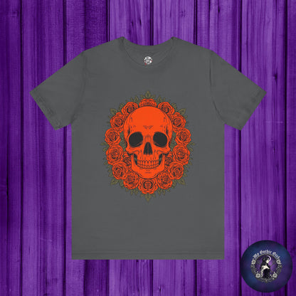 "ORANGE SKULL & ROSES"  Gothic Graphic T-Shirt – Alt Aesthetic Poetic Goth Streetwear