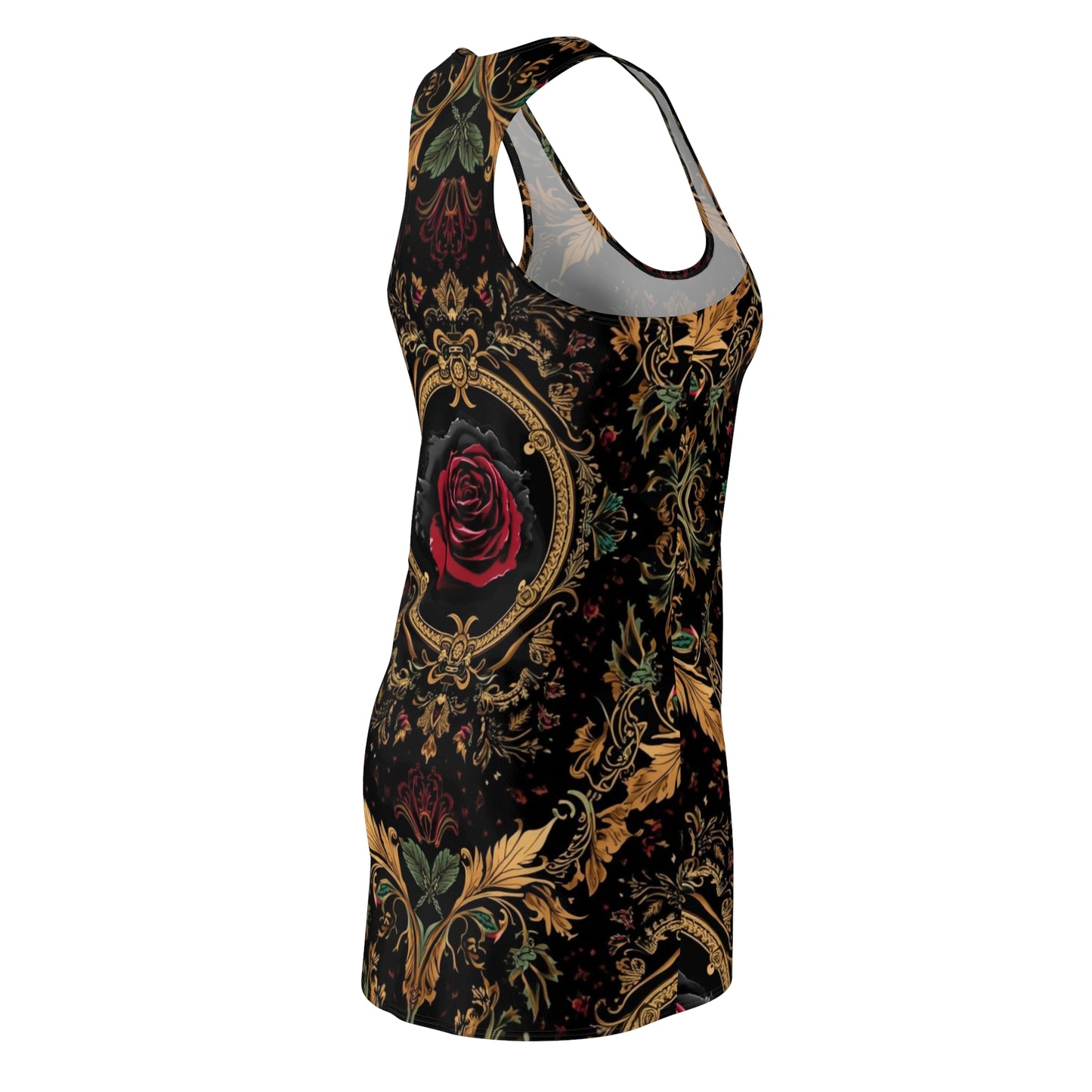 Baroque Rose Racerback Dress — Vintage Gothic Floral AOP