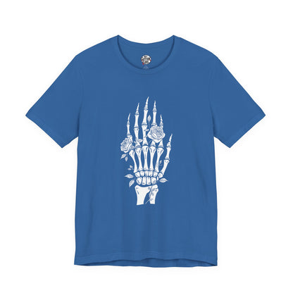White Roses and Skeleton Hand  Gothic Graphic T-Shirt – Alt Aesthetic Poetic Goth Streetwear