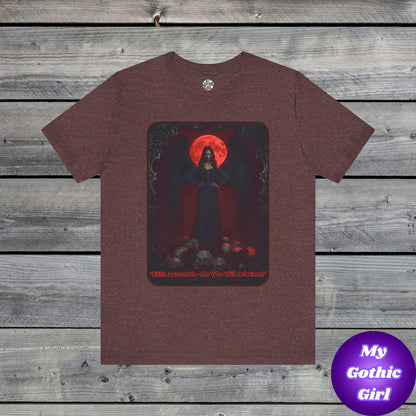 “Lilith Ascendant — She Who Will Not Kneel.” Graphic T-Shirt – Alt Aesthetic Poetic Goth Street-wear