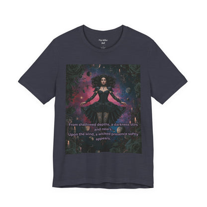 Gothic Sorceress Tee — "From shadowed depths..." Dark Fantasy Graphic T-Shirt