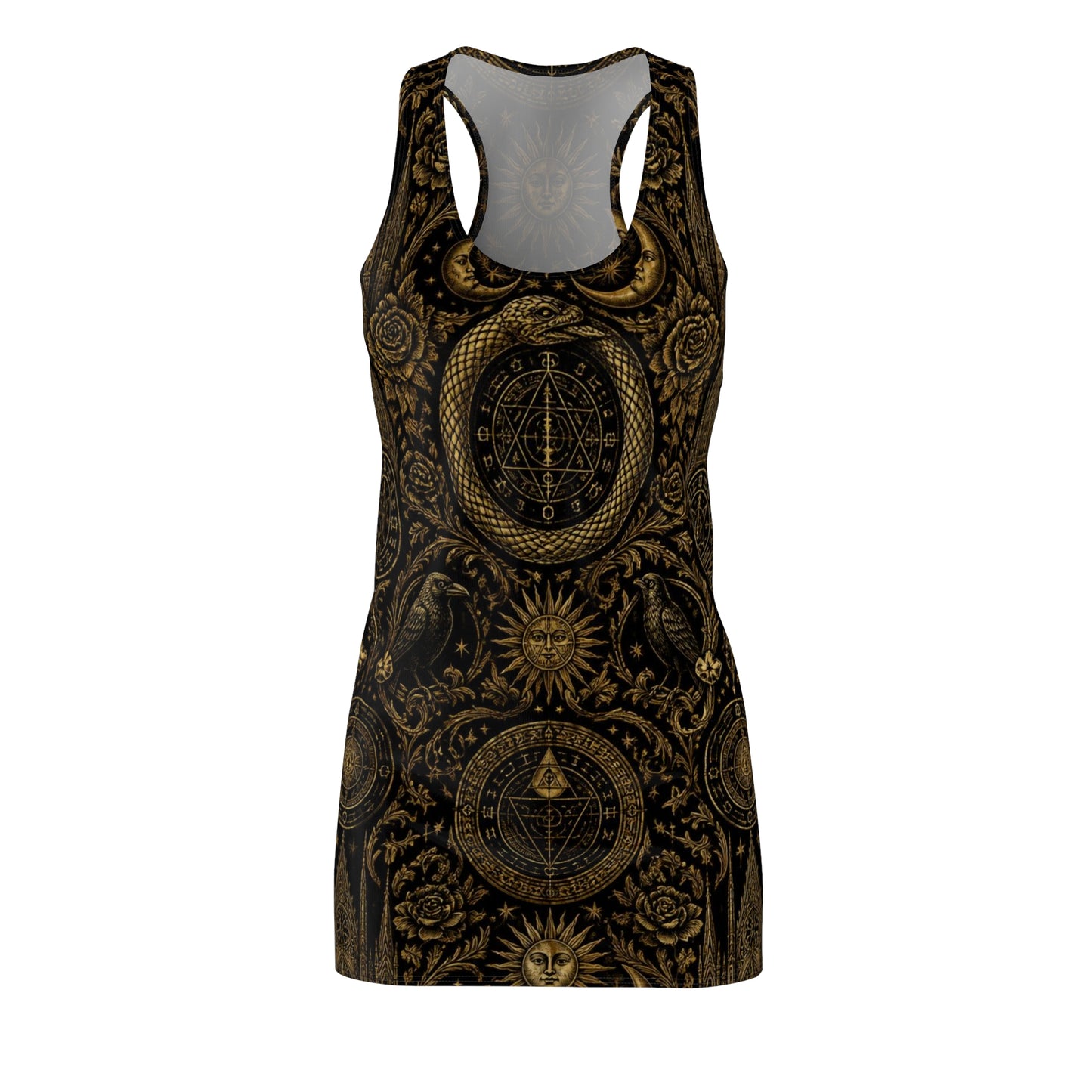Racerback Dress — Vintage Alchemy Sun & Ouroboros Pattern