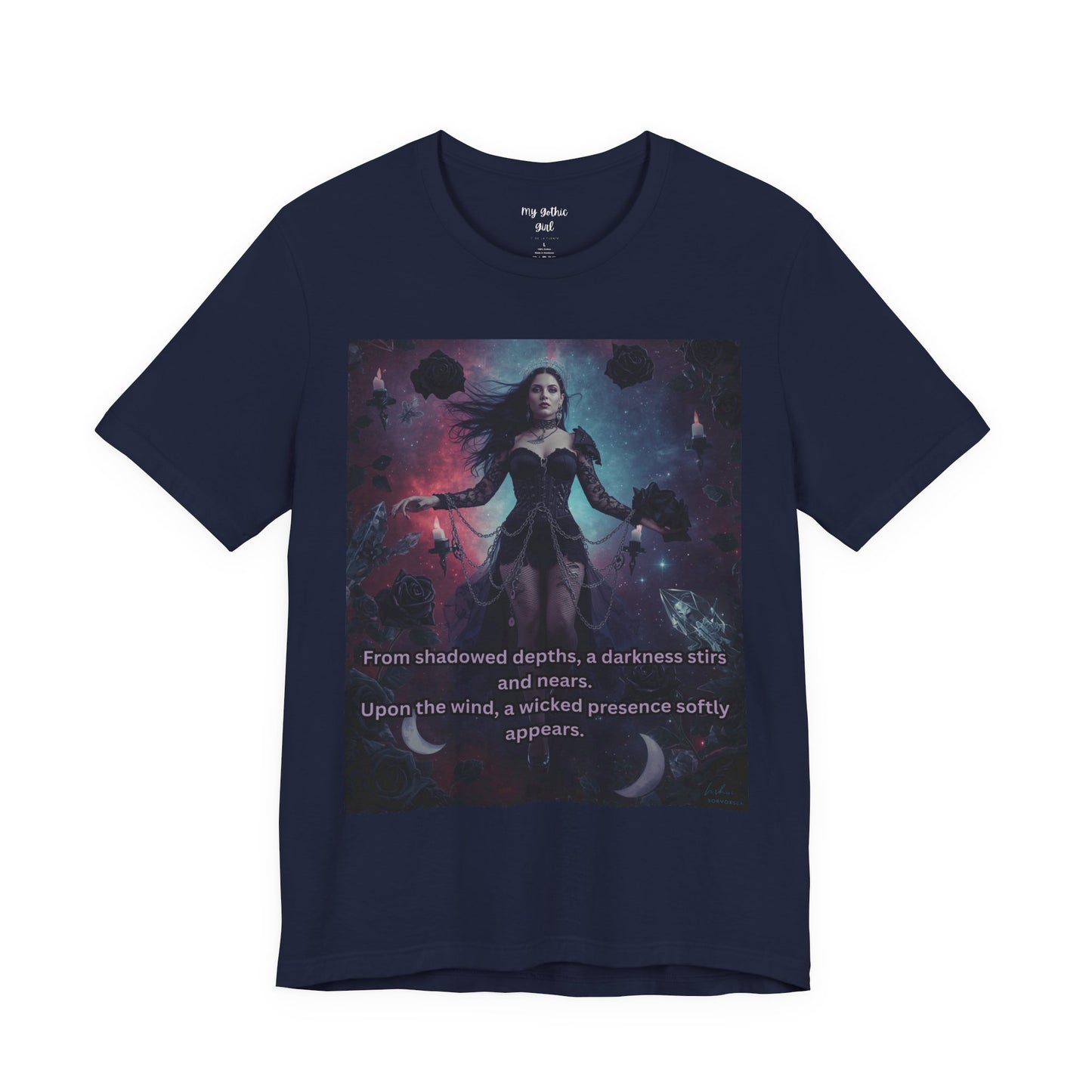 Fantasy Witch T‑Shirt — "From shadowed depths..." Mystical Gothic Tee