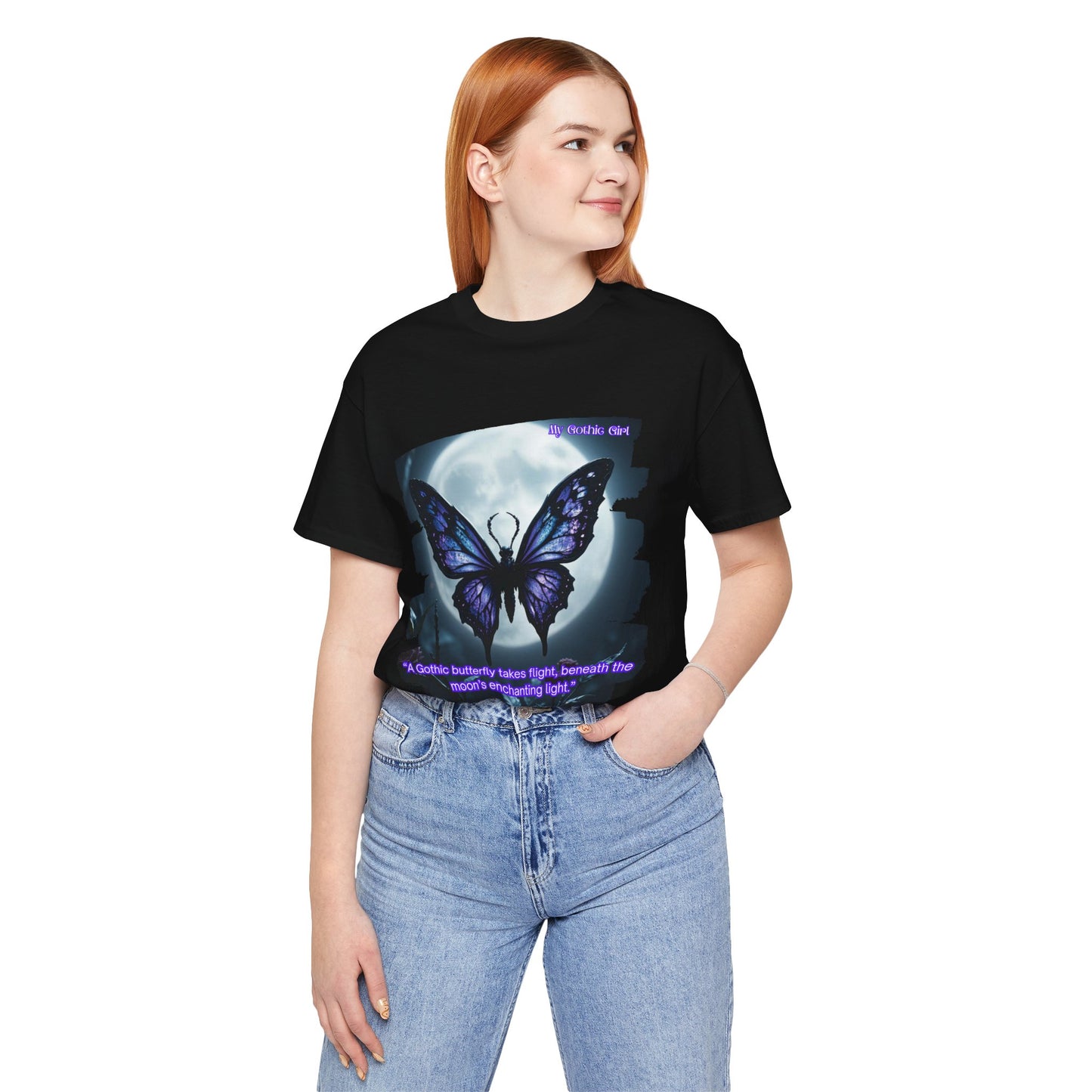 My Gothic Girl T-Shirt "Purple Gothic Butterfly" – Whimsy Goth Streetwear, Dark Poetry Fashion, Alt Aesthetic Apparel