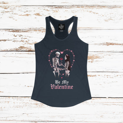 Cute Gothic Skeleton Romance Shirt — Women's Racerback Tank