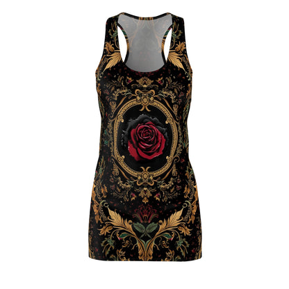 Baroque Rose Racerback Dress — Vintage Gothic Floral AOP