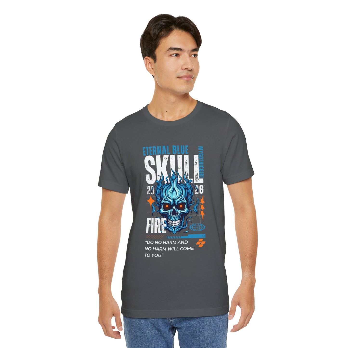Eternal Blue Skull Flame Gothic Tee