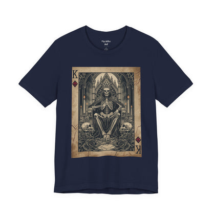 Skeleton King Playing Card Graphic Tee — Gothic Skull Throne T-Shirt