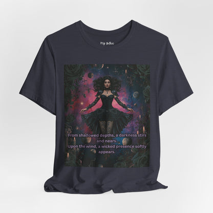 Gothic Sorceress Tee — "From shadowed depths..." Dark Fantasy Graphic T-Shirt