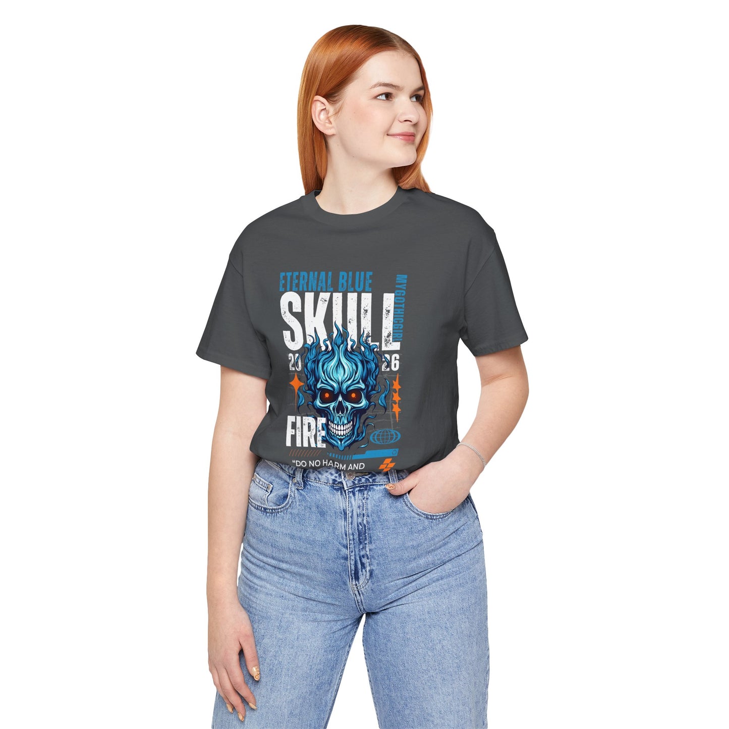 Eternal Blue Skull Flame Gothic Tee