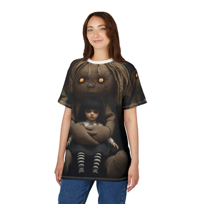 Gunny Sack Doll with Toy Gothic Doll | Horror All-Over Print T‑Shirt