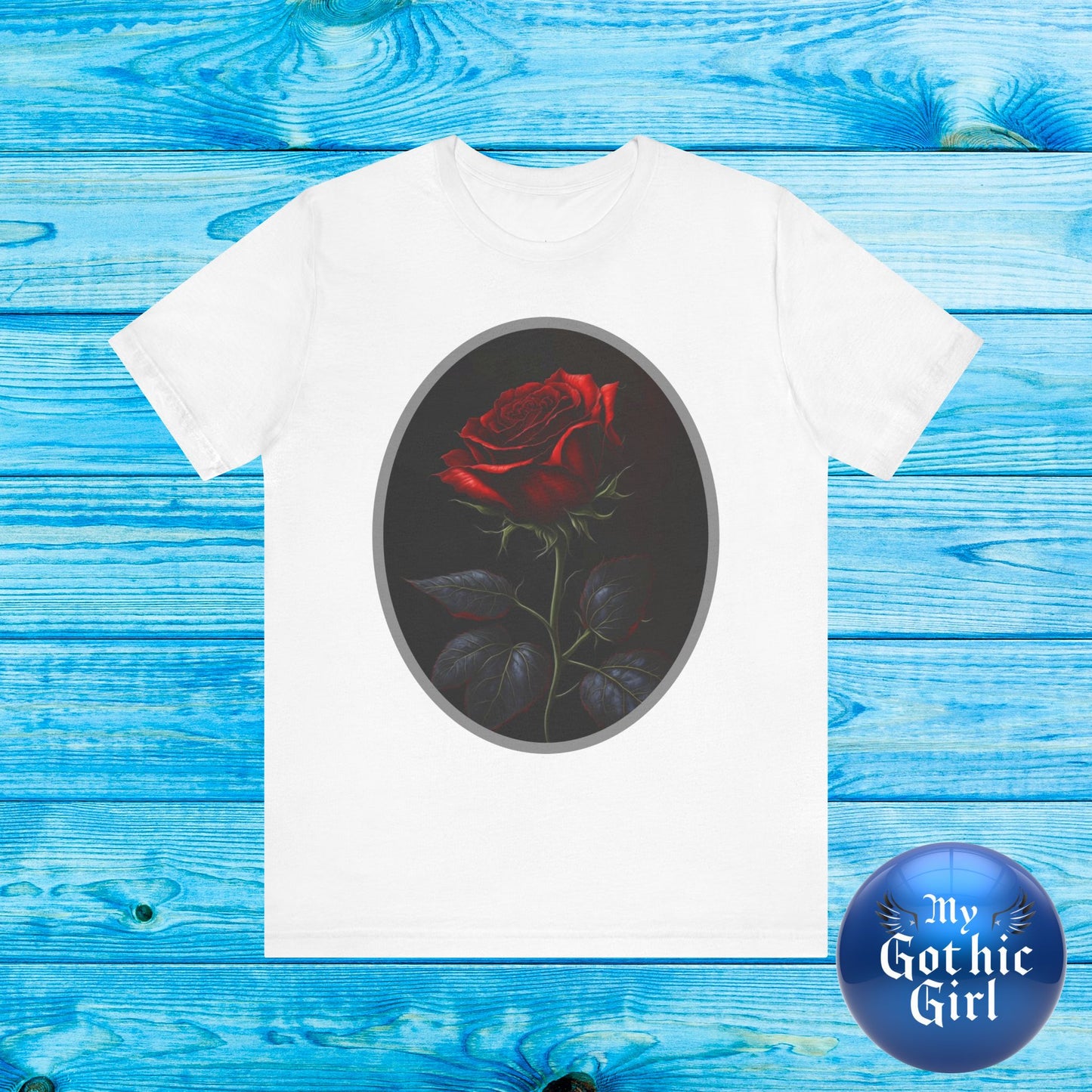 My Gothic Girl T-Shirts for Women & Men "Linda's Red Rose" Dark Aesthetic & Alternative Tees – My Gothic Girl