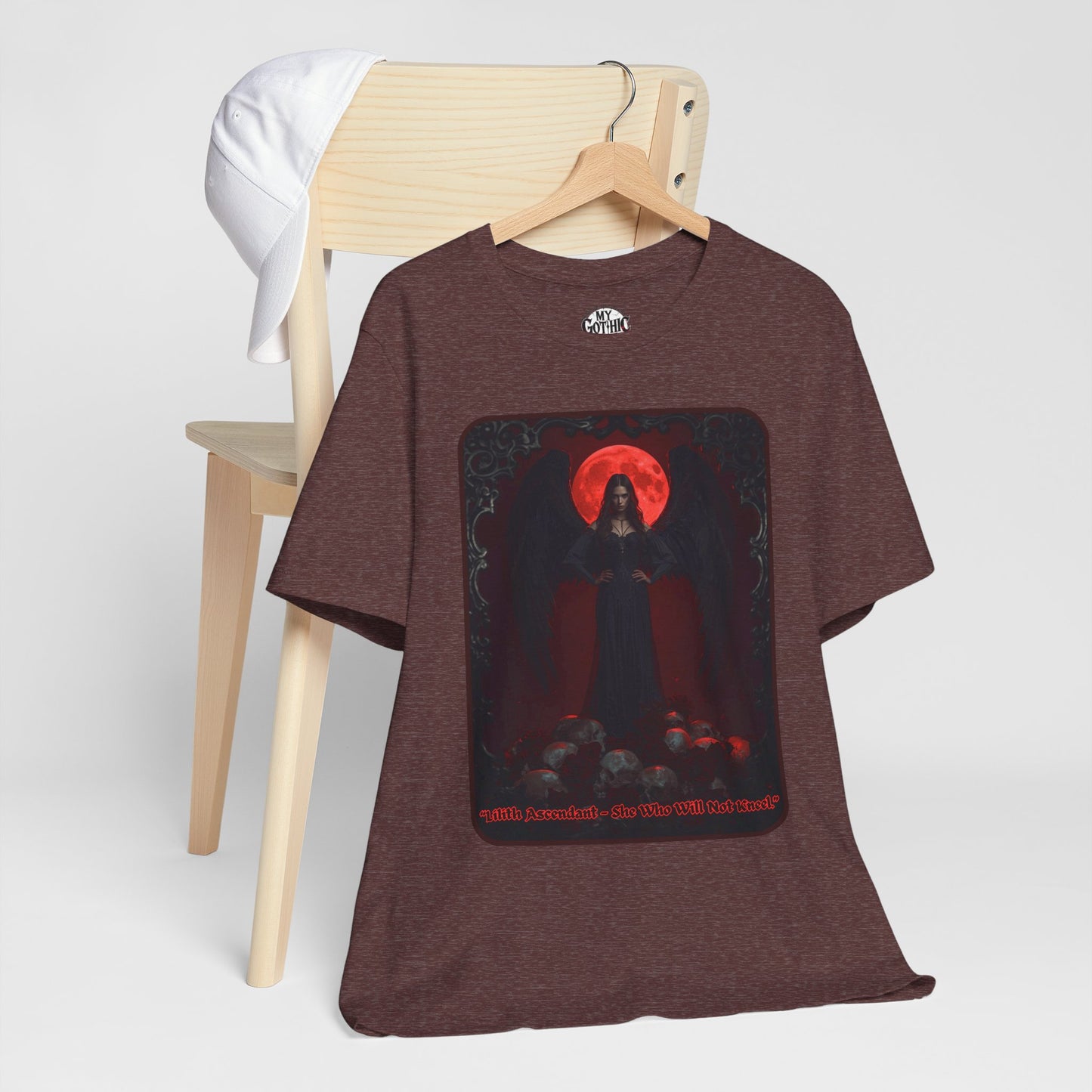 “Lilith Ascendant — She Who Will Not Kneel.” Graphic T-Shirt – Alt Aesthetic Poetic Goth Street-wear