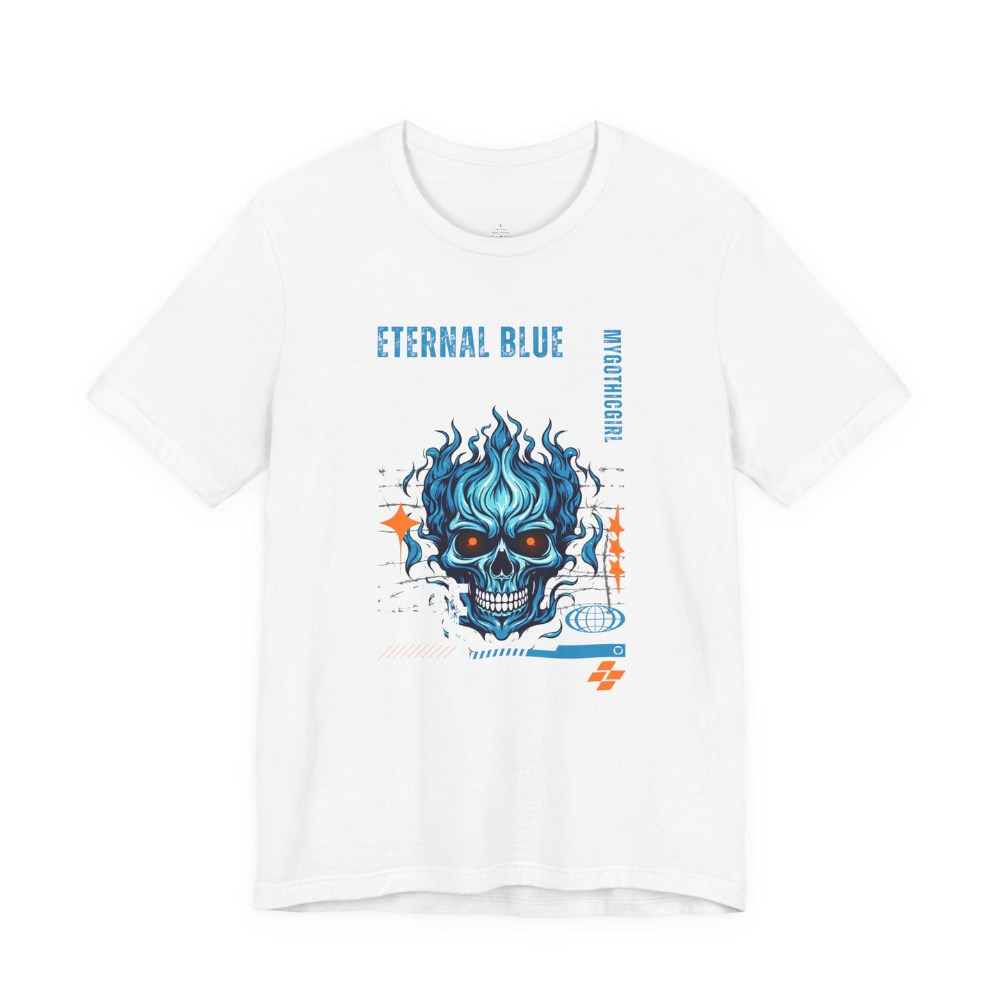 Eternal Blue Skull Flame Gothic Tee