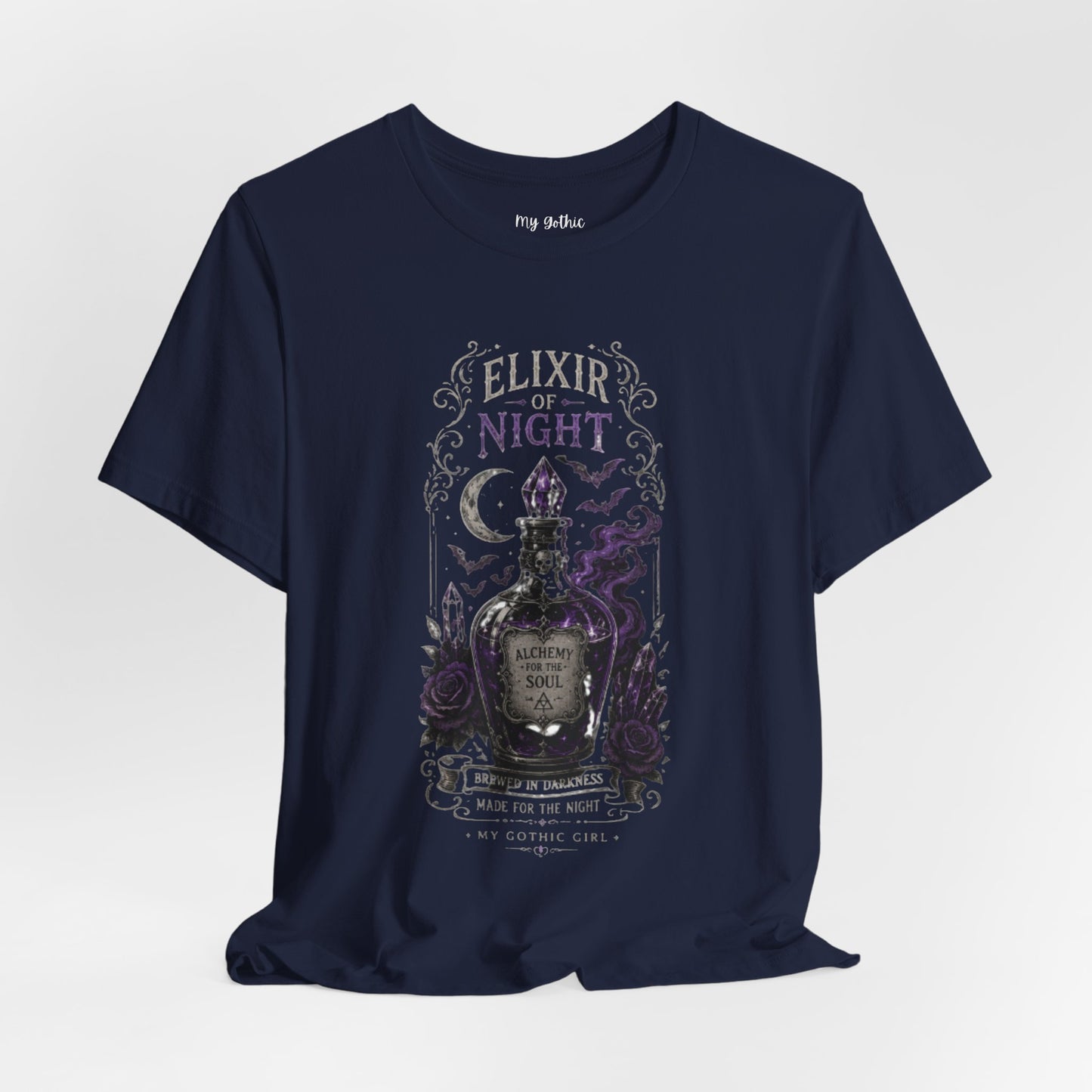 "Elixir of Night - Alchemy for the Soul" Gothic Design Short Sleeve T Shirt