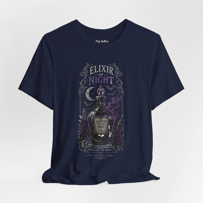 "Elixir of Night - Alchemy for the Soul" Gothic Design Short Sleeve T Shirt