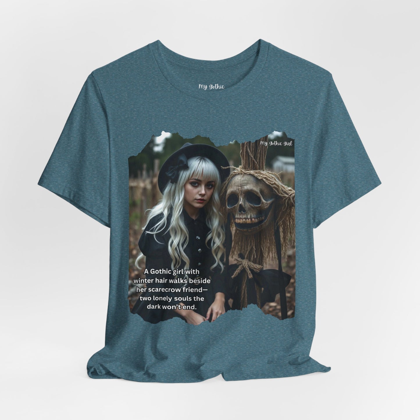 My Gothic Girl T-Shirt "Scarecrow Friend" – Whimsy Goth Streetwear, Dark Poetry Fashion, Alt Aesthetic Apparel