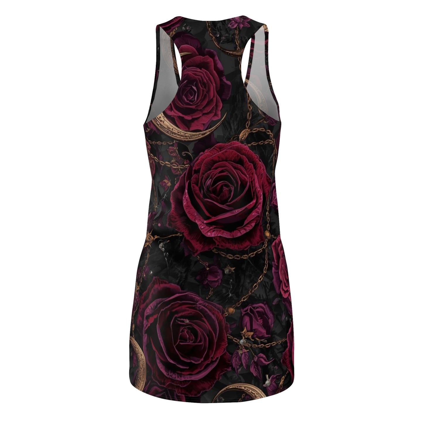 Gothic Rose Racerback Dress — Dark Burgundy Rose All-Over Print