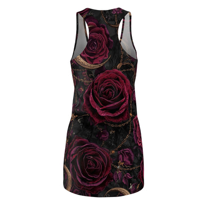 Gothic Rose Racerback Dress — Dark Burgundy Rose All-Over Print