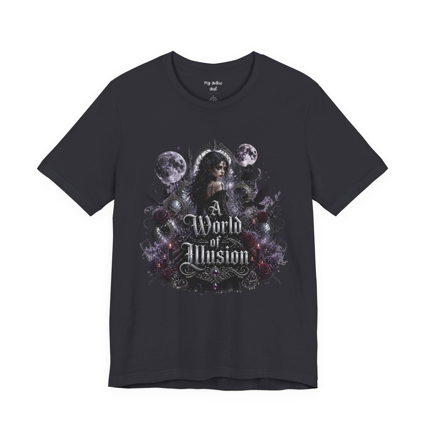 Gothic Moonlight Tee — "A World of Illusion" Graphic T-Shirt