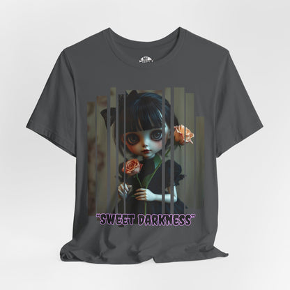 “Sweet Darkness” — Kawaii-style Gothic doll Graphic T-Shirt – Alt Aesthetic Poetic Goth Street-wear