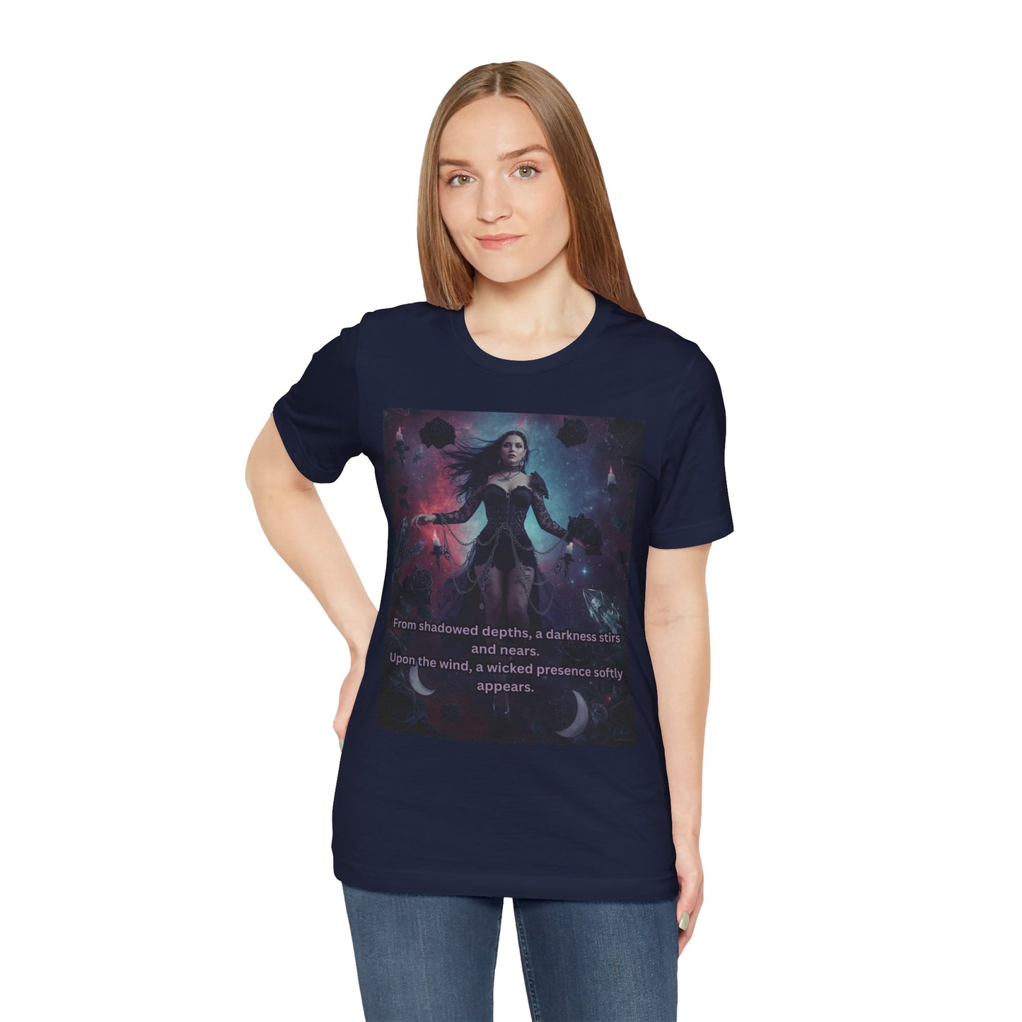 Fantasy Witch T‑Shirt — "From shadowed depths..." Mystical Gothic Tee