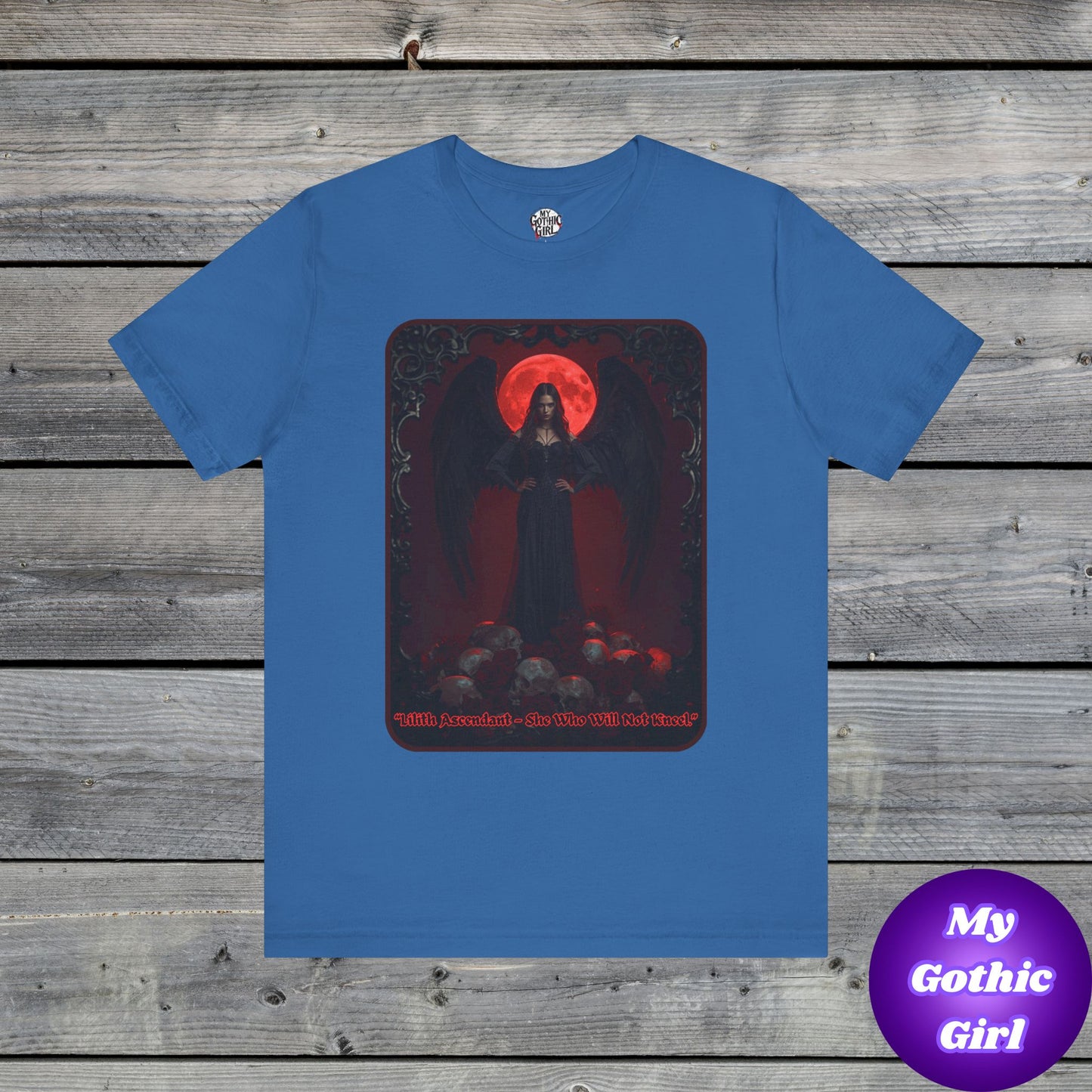 “Lilith Ascendant — She Who Will Not Kneel.” Graphic T-Shirt – Alt Aesthetic Poetic Goth Street-wear